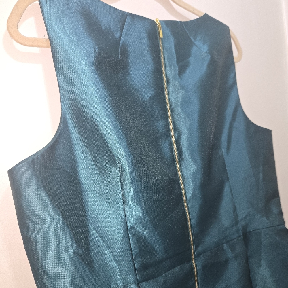 Emerald Green Jewel Satin Fit & Flare Cockail Dress 16 - Picture 8 of 10